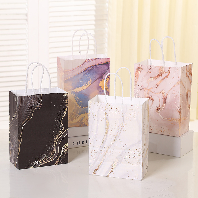Wedding Supply List - 5 stuks marmeren ontwerp kraftpapier geschenkzakje