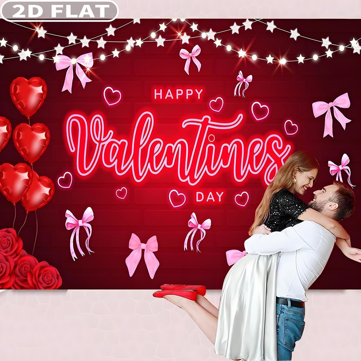 Photo Booth Prop - 2D PLATTE 1pc Happy Valentine's Day