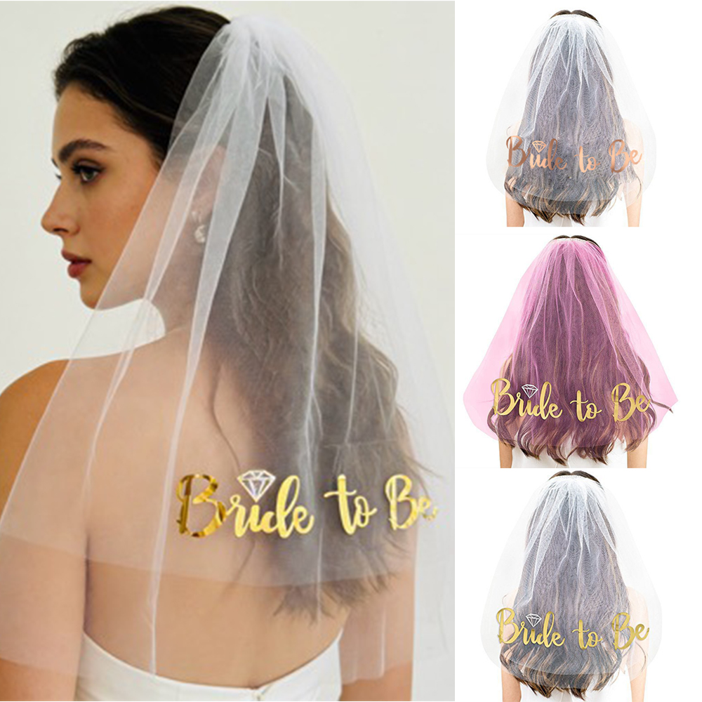Wedding Supply Store - Bruidsluier Rosegoud Hen Do Party Wit