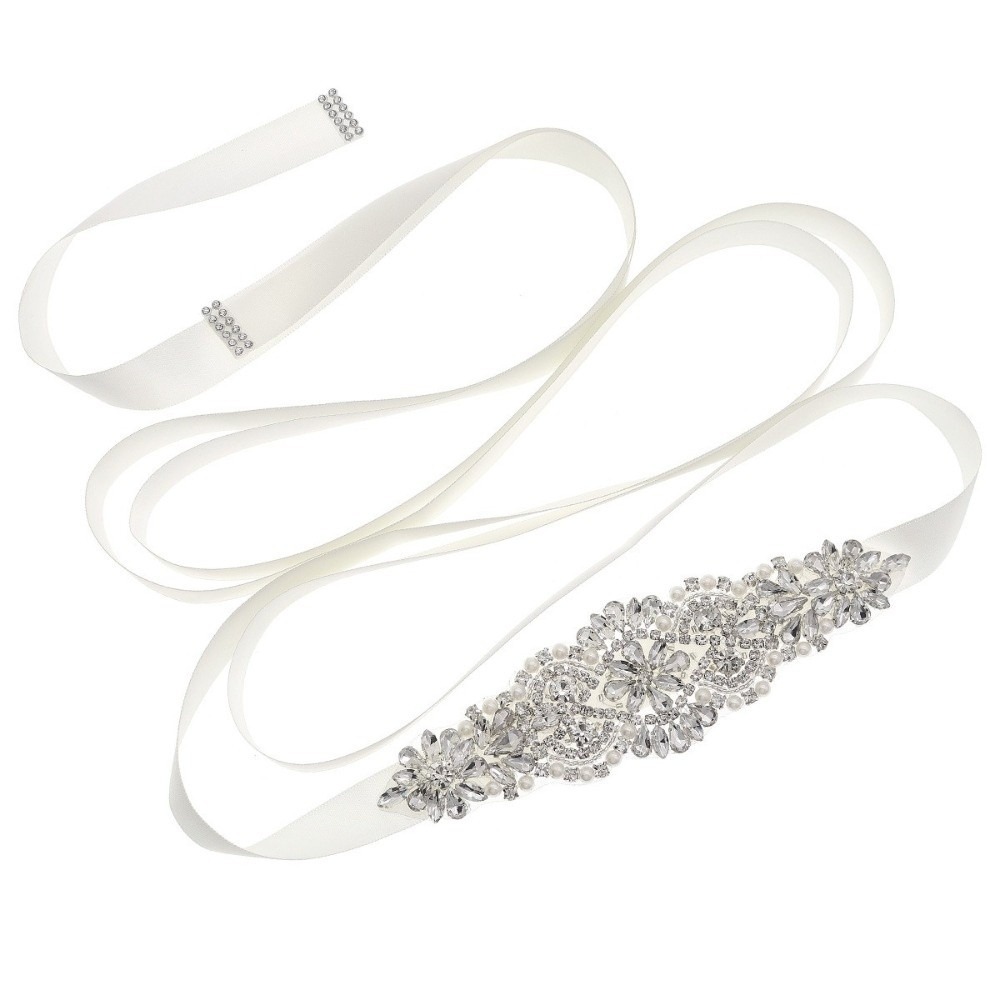 Bridal Sash Ribbon - Mode lint bruidsriem zilver Koreaanse stijl