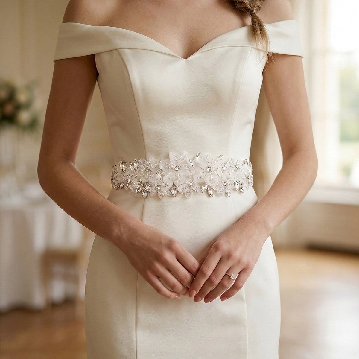 Romantische 3D bloemen bruidsr - Bridal Sash Ribbon recensie en prijs
