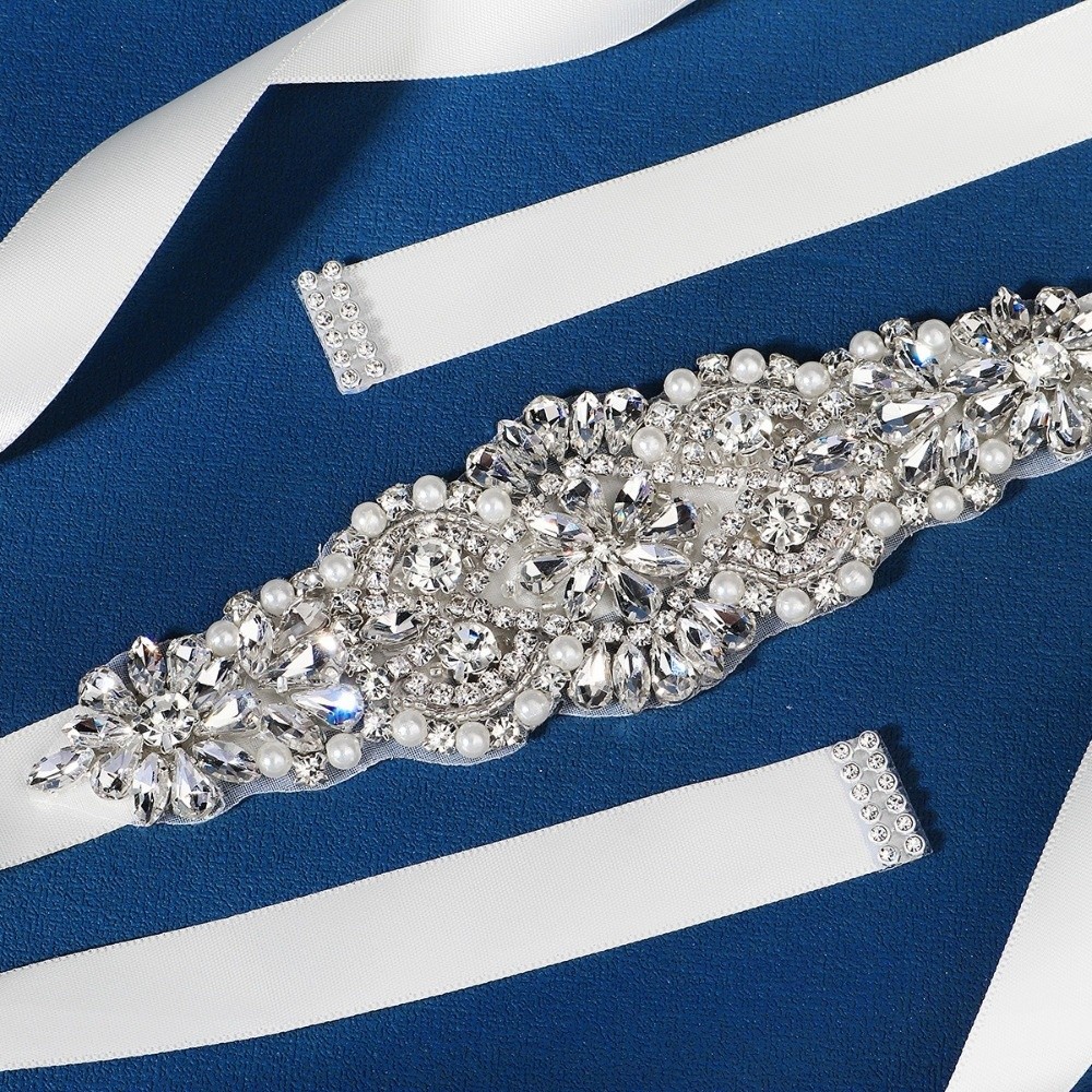 Mode lint bruidsriem zilver la - Bridal Sash Ribbon recensie en prijs