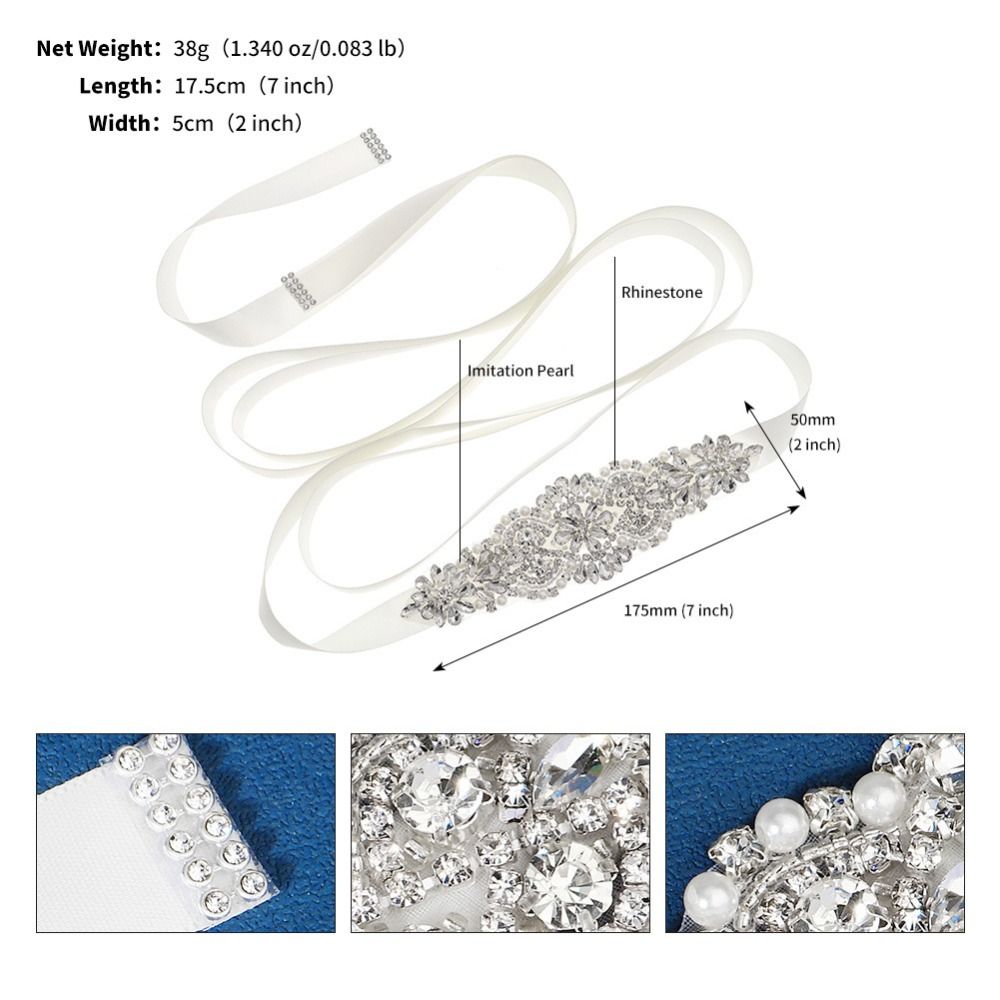 Zoete zilveren bruiloft strass - Bridal Sash Ribbon recensie en prijs