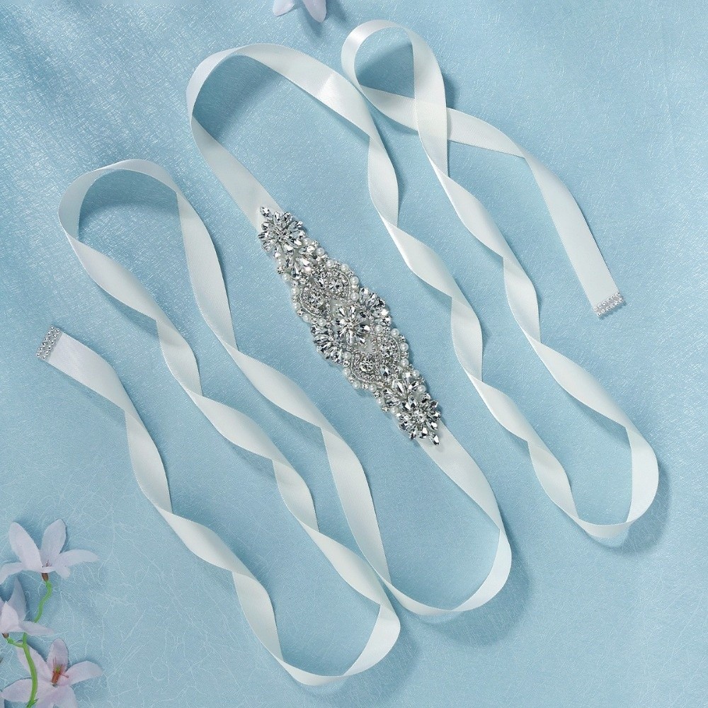 Mode lint bruidsriem zilver Ko - Bridal Sash Ribbon recensie en prijs